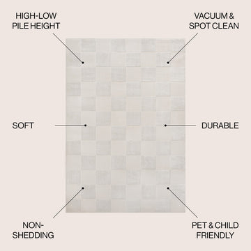 Hand Modern Geometric Checkerboard High-Low Area Rug
